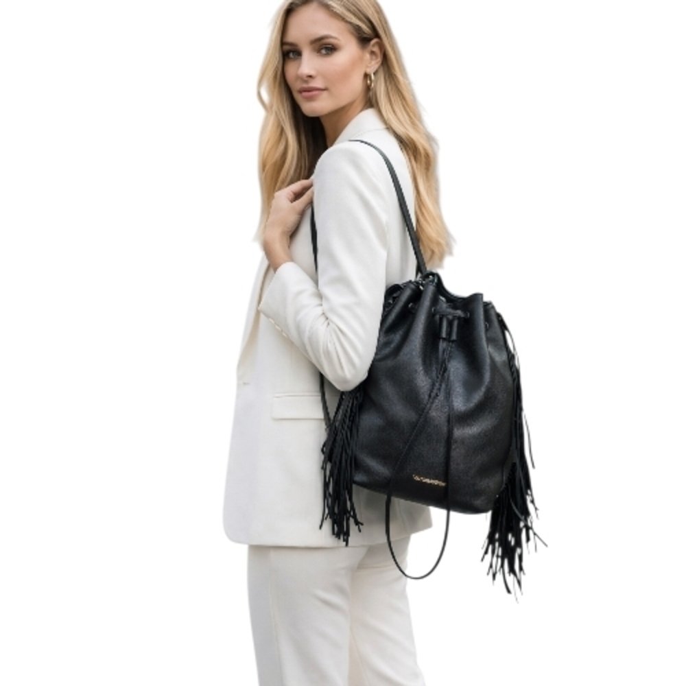 Victoria's Secret Black Fringe Backpack